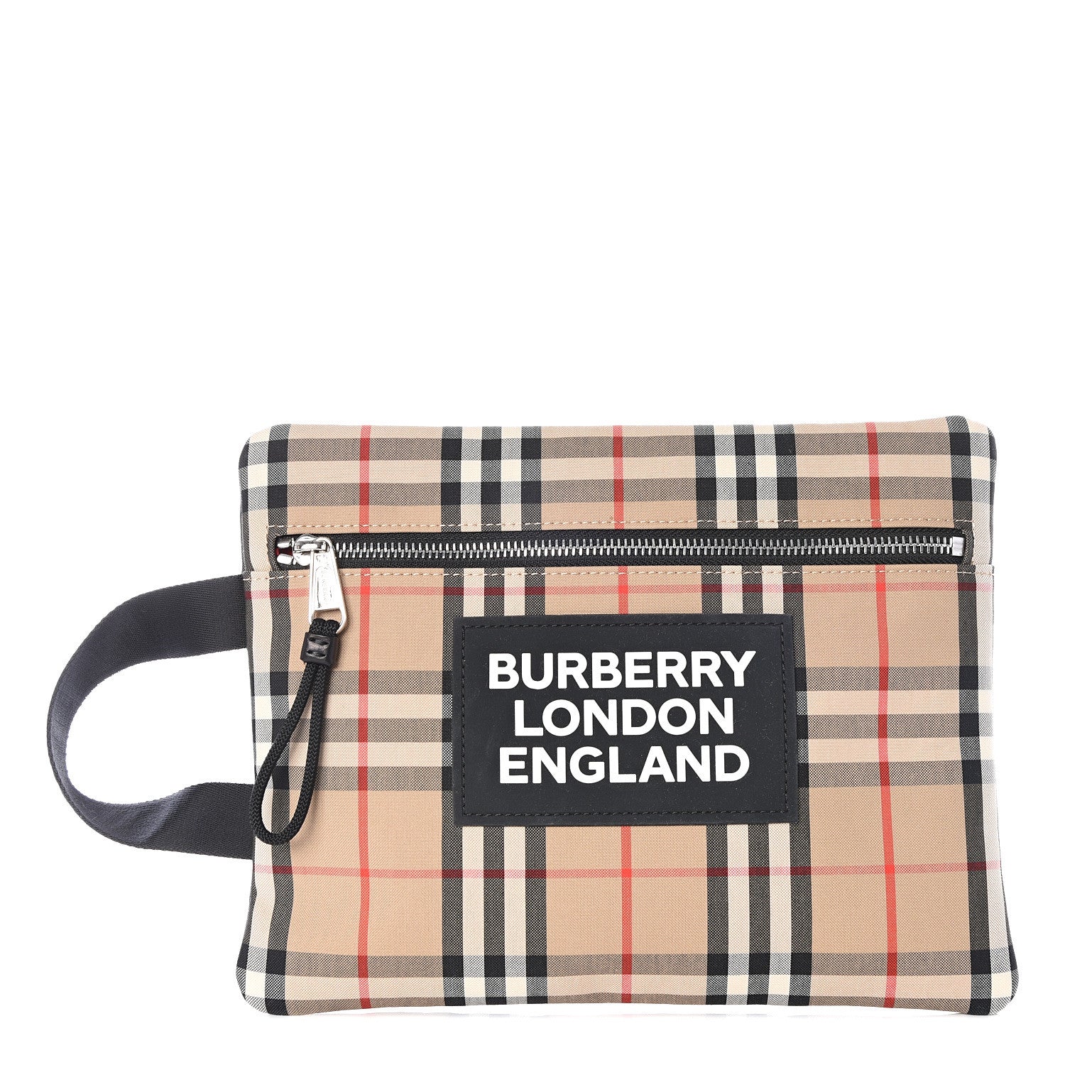 Burberry Nylon Vintage Check Logo Print Portrait Pouch Archive Beige 1 of 10