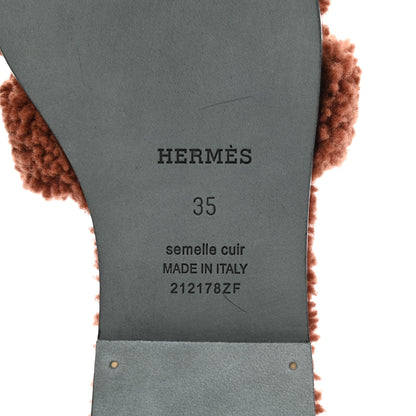 Hermes Woolskin Oran Sandals 35 Cognac 7 of 8