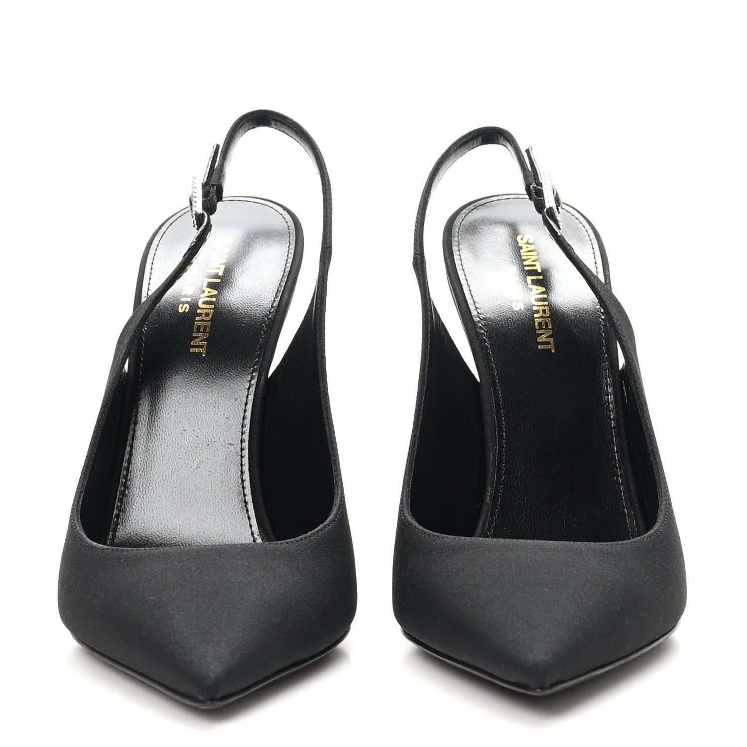 Saint Laurent Crepe Satin Crystal Opyum 110 Slingback Pump 39.5 Black 3 of 9