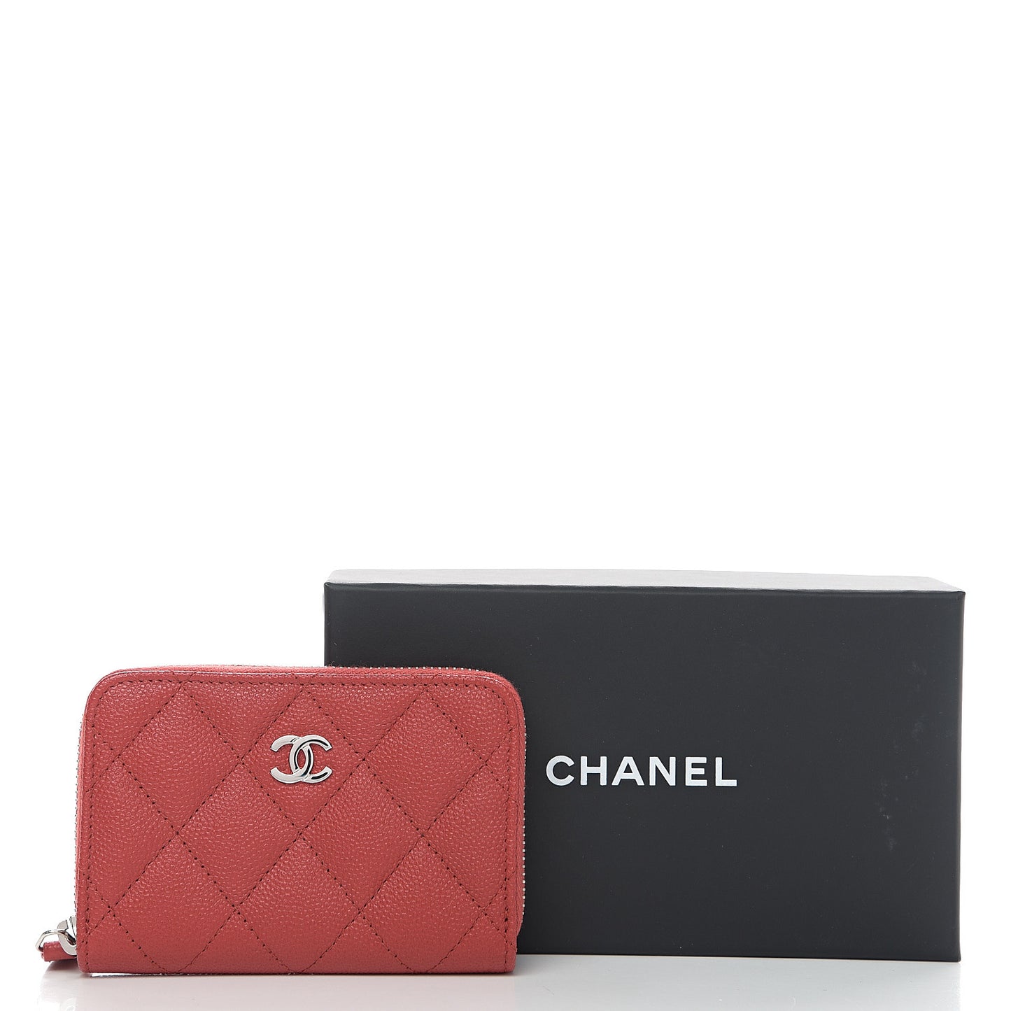 Caviar Quilted Zip Coin Purse Red