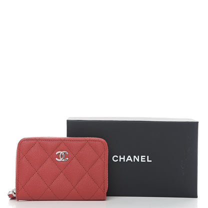 Chanel Caviar Quilted Zip Coin Purse Red 7 of 7