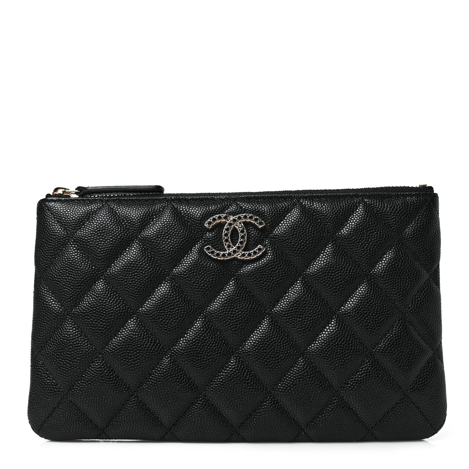 Chanel Shiny Caviar Quilted Strass CC Cosmetic Case Black 1 of 7
