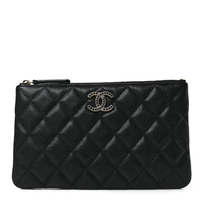 Chanel Shiny Caviar Quilted Strass CC Cosmetic Case Black 1 of 7