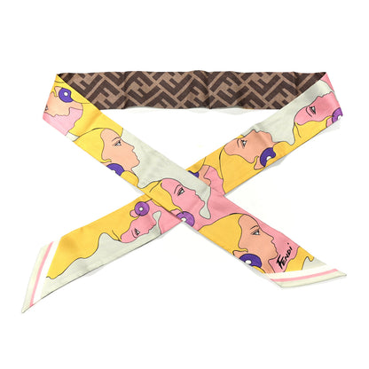 Fendi Silk FF Hairdo Girls Wrappy Scarf Mogano Panna Multicolor 1 of 4