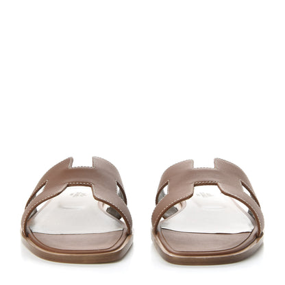 Hermes Box Calfskin Oran Sandals 38 Gold 3 of 9