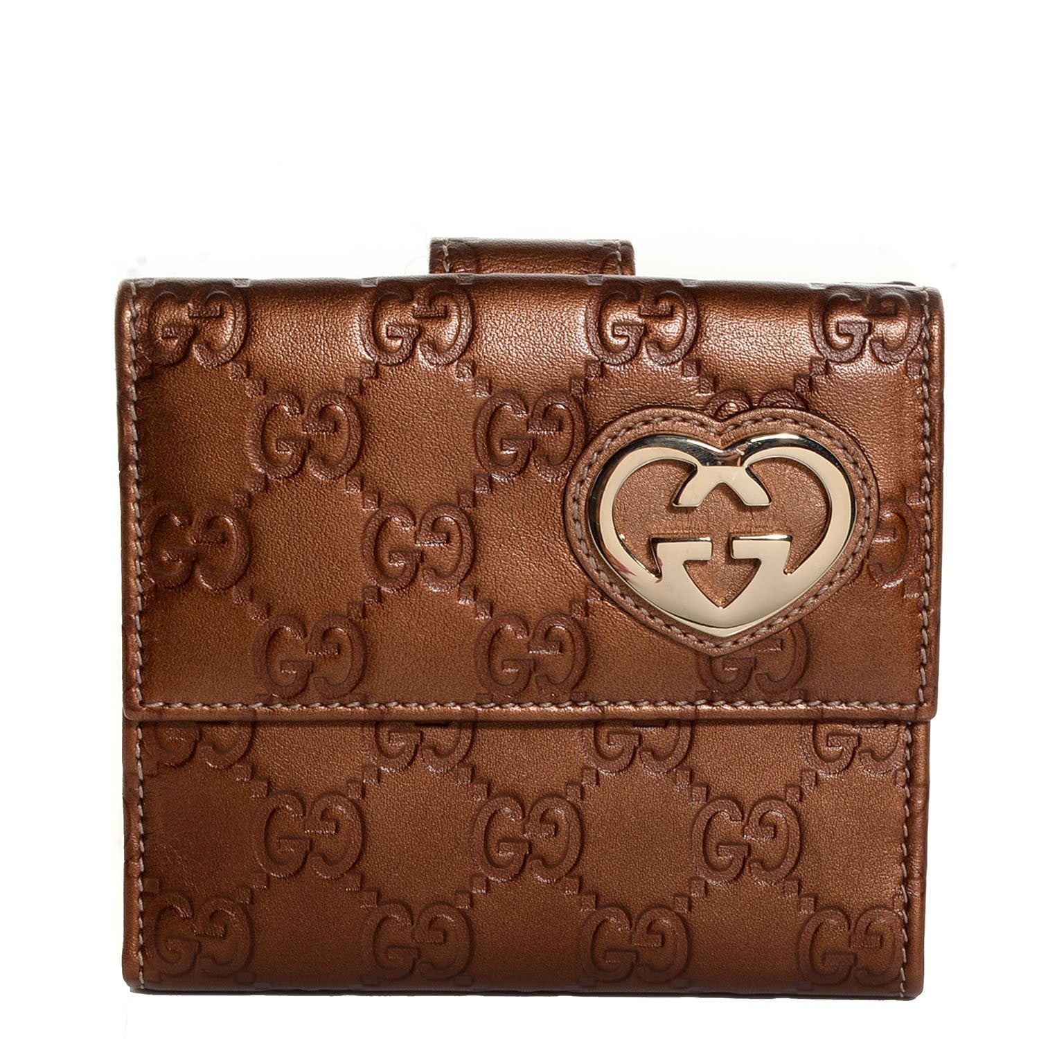 Gucci Guccissima Lovely French Flap Wallet Bronze 1 of 8