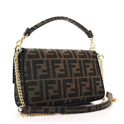 Fendi Fabric Jacquard FF 1974 Mini Baguette Tobacco Moro Black 3 of 11