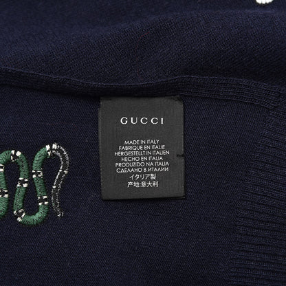 Gucci Wool Embroidered New Mix Scarf Midnight Blue 4 of 5