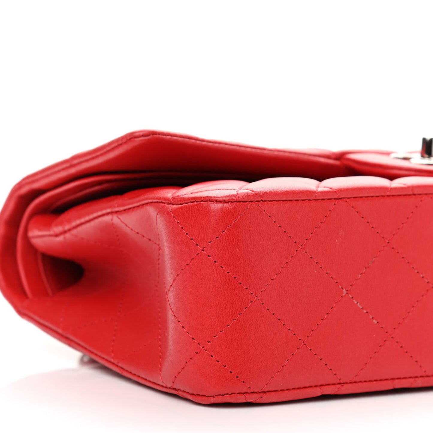 Lambskin Quilted Medium Double Flap Red