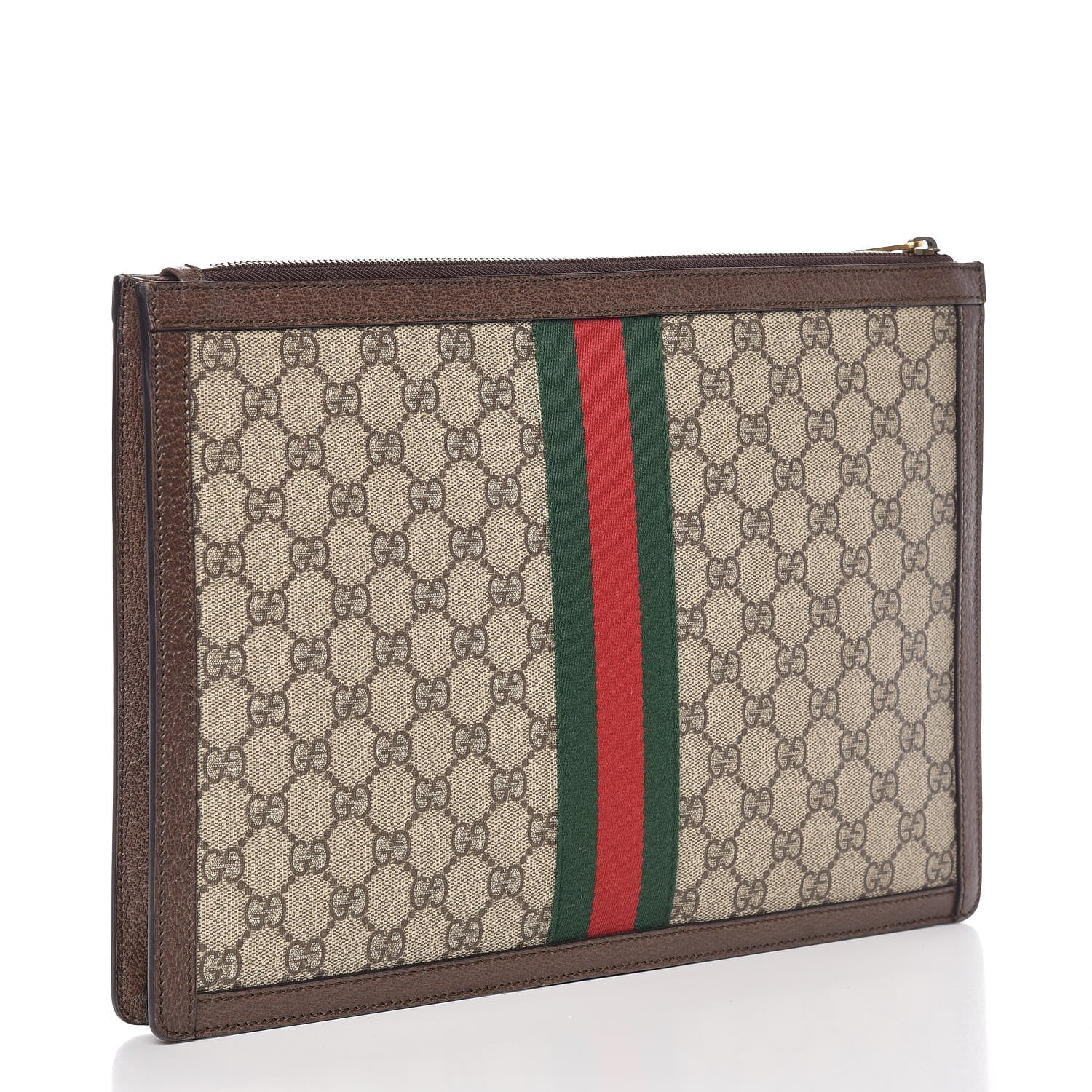 Gucci GG Supreme Monogram Web Ophidia Portfolio Pouch Beige New Acero 3 of 9