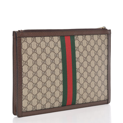 Gucci GG Supreme Monogram Web Ophidia Portfolio Pouch Beige New Acero 3 of 9