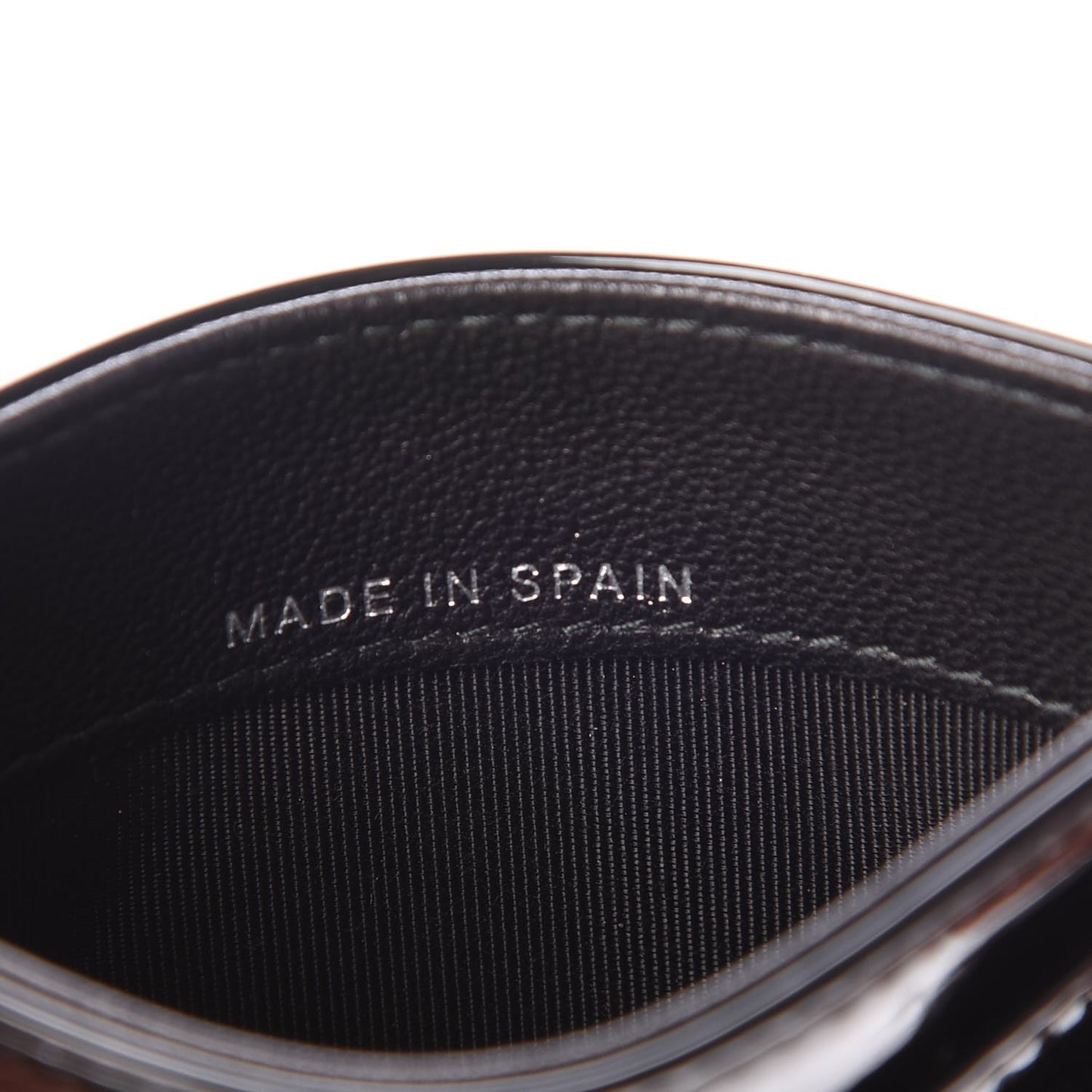 Patent Calfskin Quilted Card Holder Black