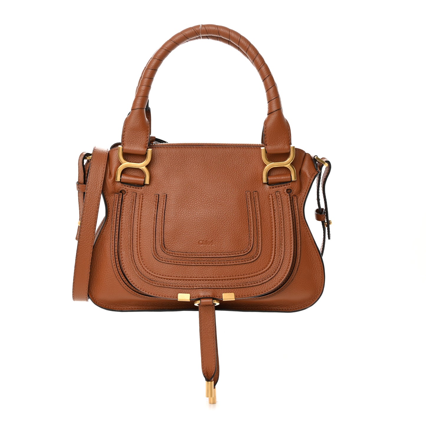 Calfskin Small Marcie Satchel Tan