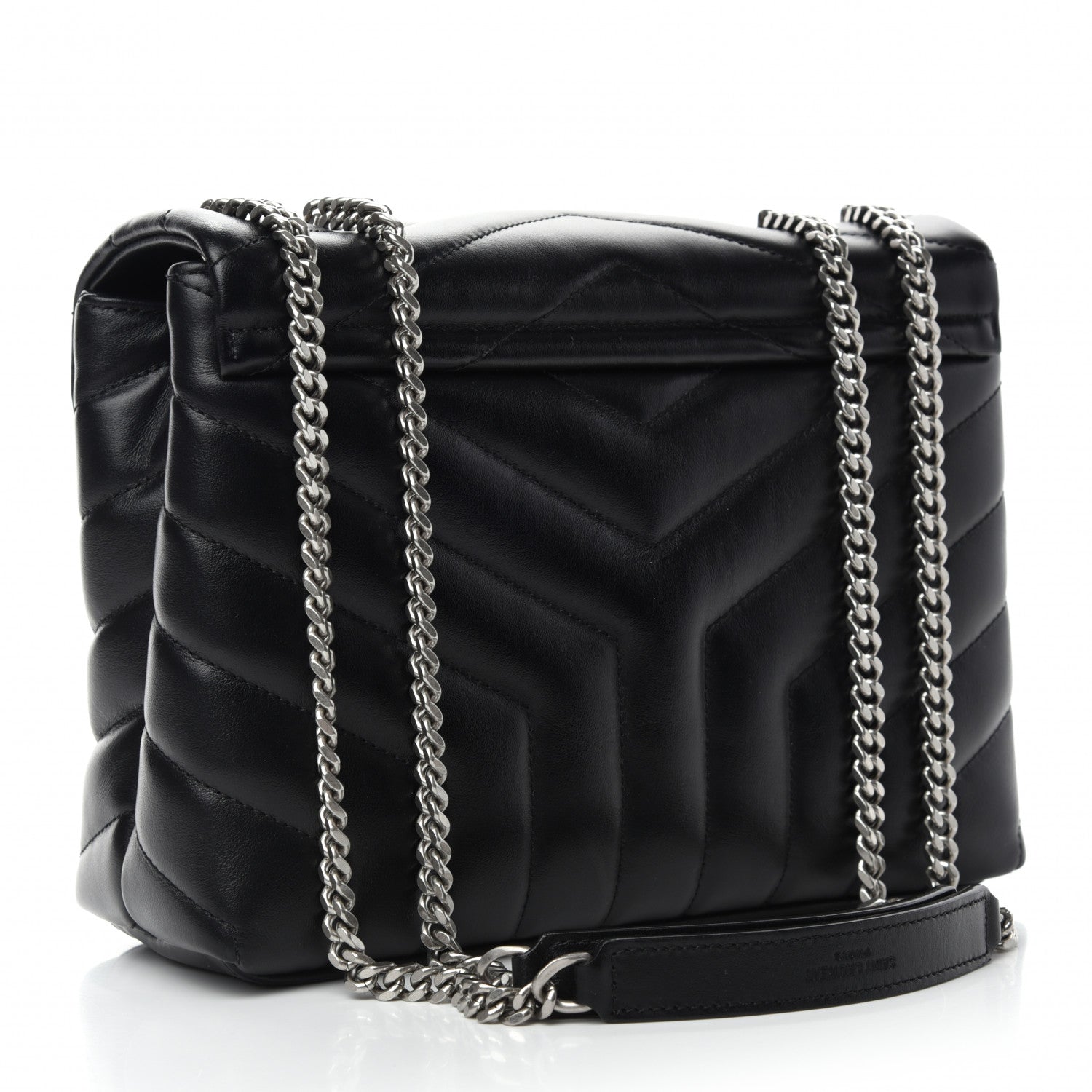 Saint Laurent Calfskin Y Quilted Monogram Small Loulou Chain Satchel Black 3 of 11