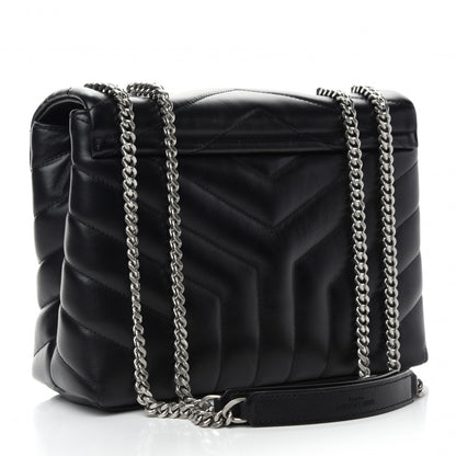Saint Laurent Calfskin Y Quilted Monogram Small Loulou Chain Satchel Black 3 of 11