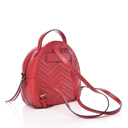 Gucci Calfskin Matelasse GG Marmont Dome Backpack Hibiscus Red 3 of 9