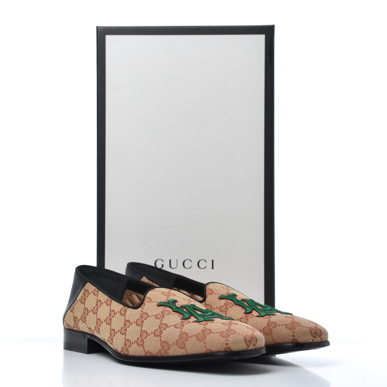 Gucci X MLB GG Monogram LA Dodgers Embroidered Mens Loafers 8.5 Beige Ruggine Black 12 of 12