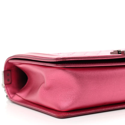 Chanel Metallic Patent Quilted New Medium Boy Flap Fuchsia 10 of 11