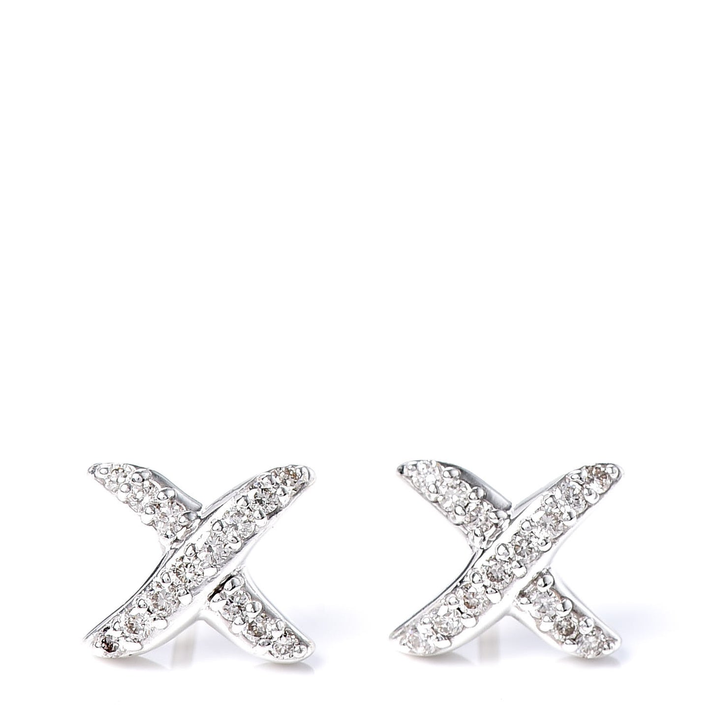 Sterling Silver 18K Yellow Gold Diamond X Stud Earrings