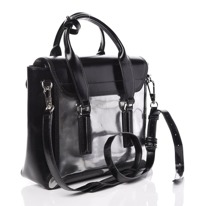 3.1 Phillip Lim 3.1 Smooth Calfskin Specchio Medium Pashli Satchel Black Silver 3 of 16