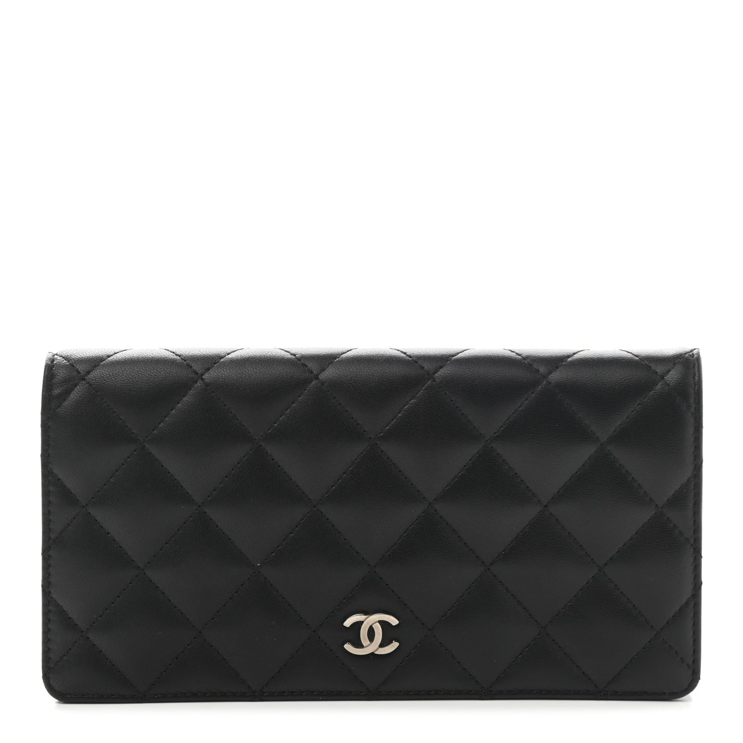 Lambskin Quilted Yen Wallet Black