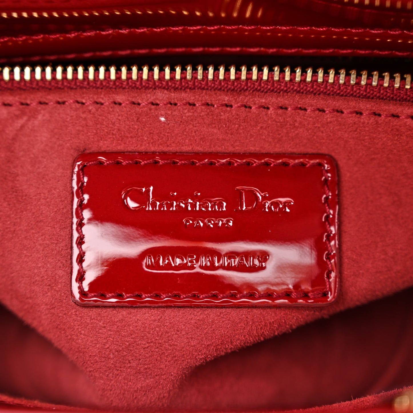 Patent Cannage Small Lady Dior Cherry Red