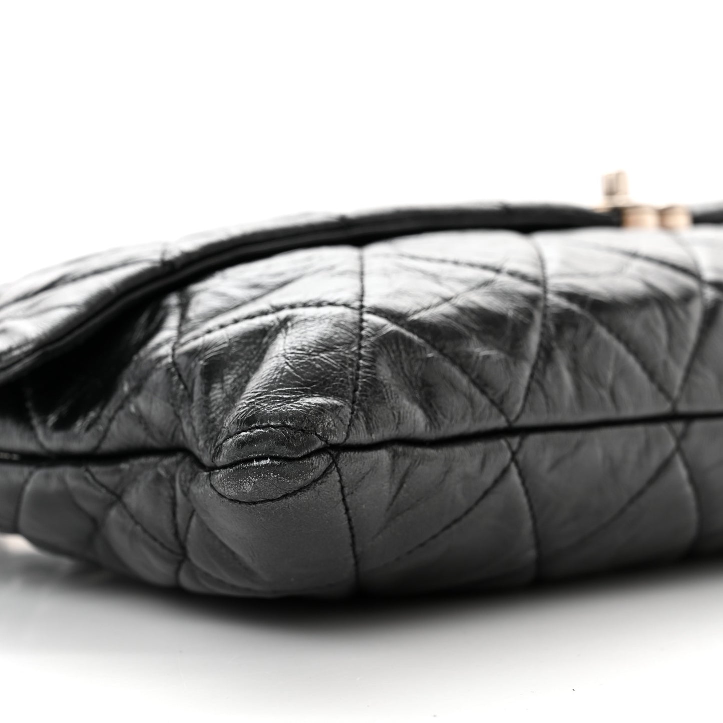 Metallic Crumpled Calfskin Big Bang Large Flap Bag Black