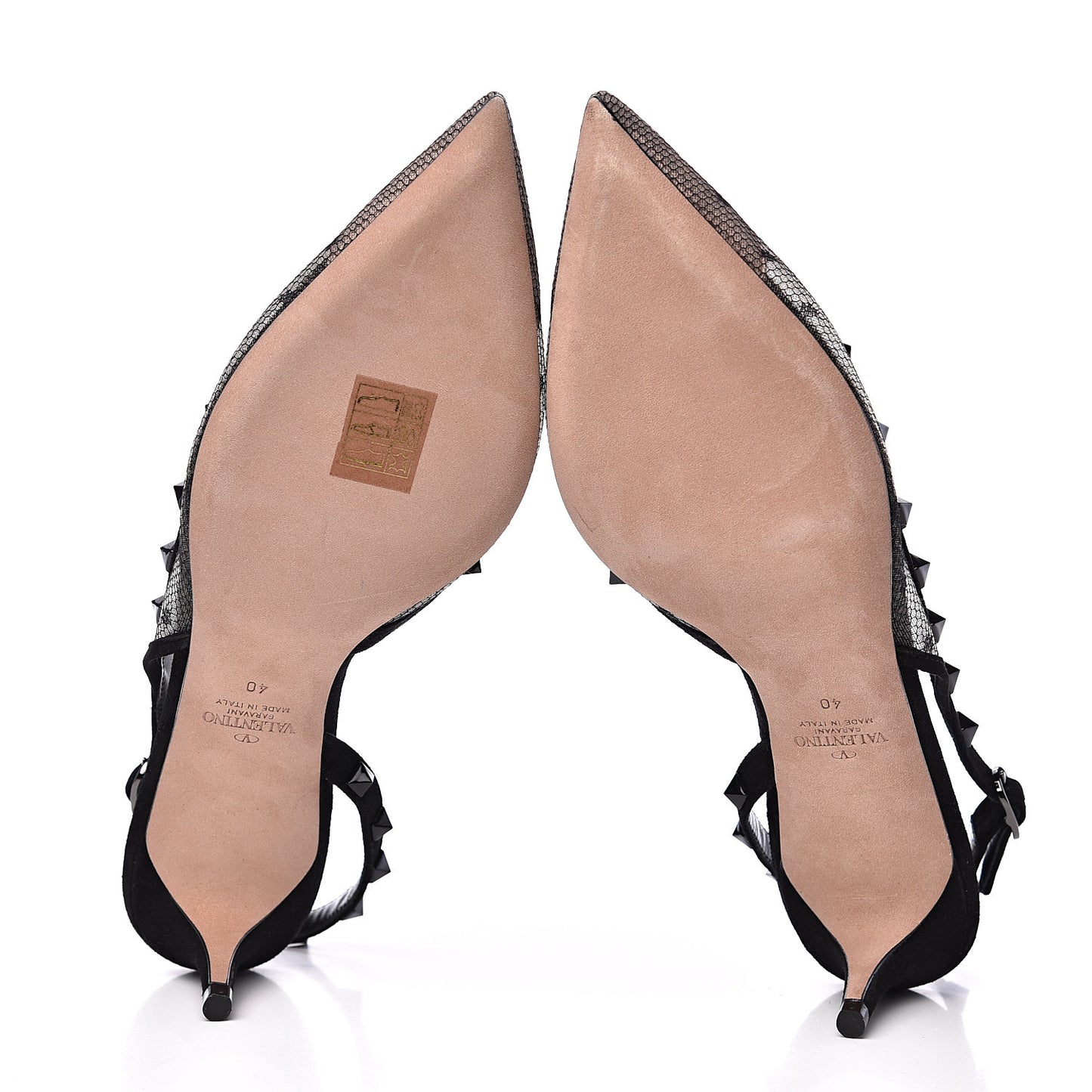 Mesh Point d'Esprit Rockstud Half D'Orsay Slingback 50mm Pumps 40 Black