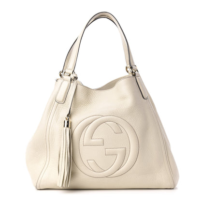 Gucci Pebbled Calfskin Medium Soho Shoulder Bag Off White 1 of 12