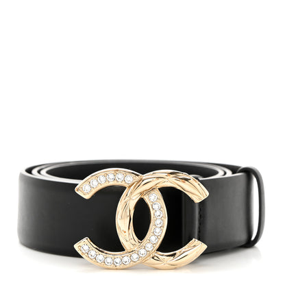 Chanel Calfskin Crystal Metal Quilted CC Belt 75 30 Black 1 of 7