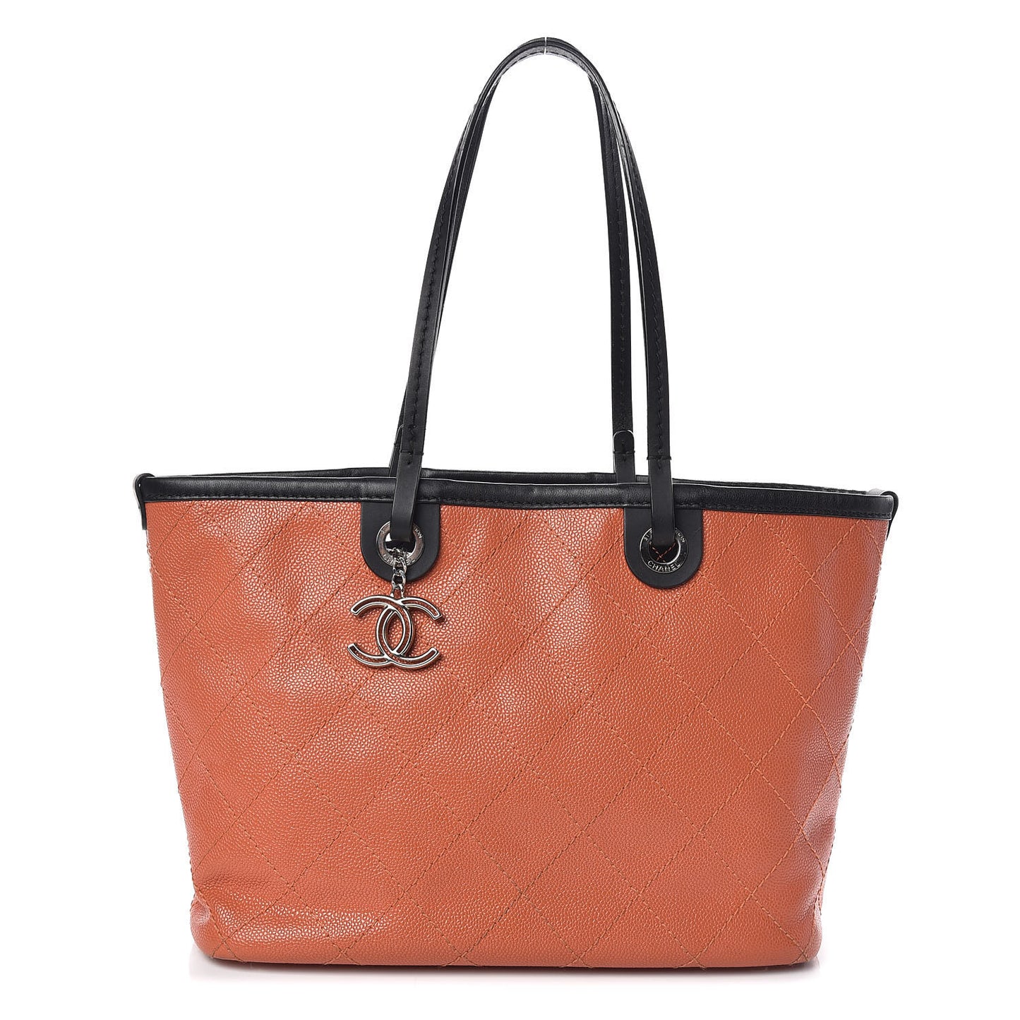 Grained Calfskin Shopping Fever Tote Orange