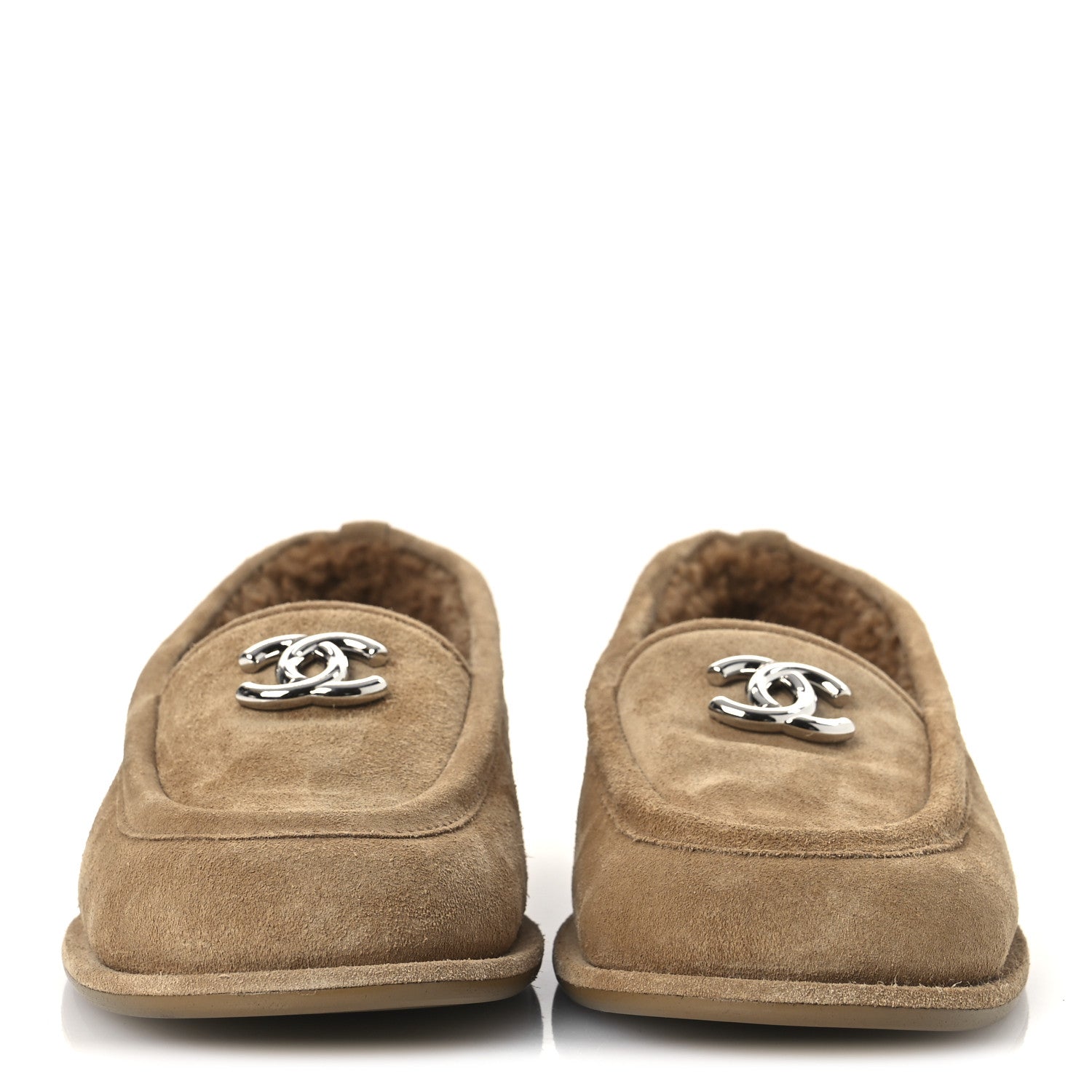 Chanel Suede Calfskin CC Loafers 38 Dark Beige 3 of 11