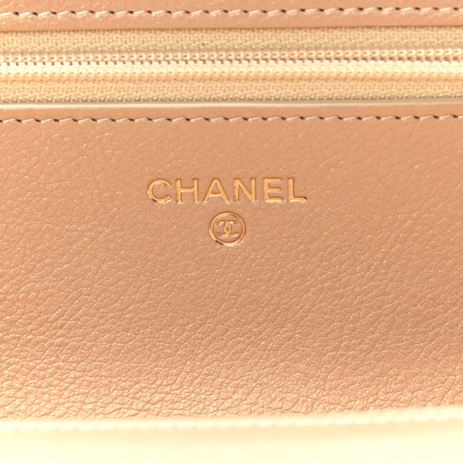 Chanel Metallic Calfskin Quilted Wallet On Chain WOC Gold 5 of 11
