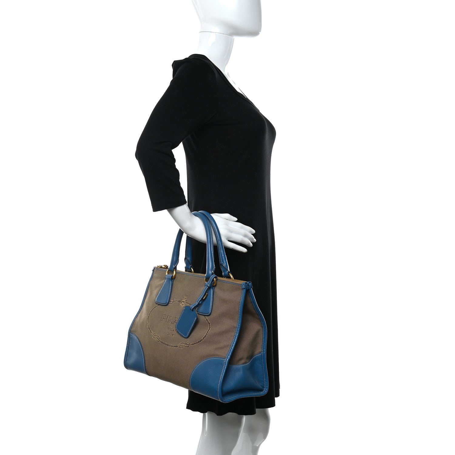 Prada Jacquard Logo Tote Azzurro 2 of 13