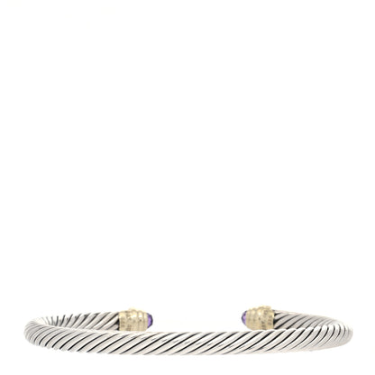 David Yurman Sterling Silver 14K Yellow Gold Amethyst 5mm Cable Classics Petite Color Bracelet 2 of 4