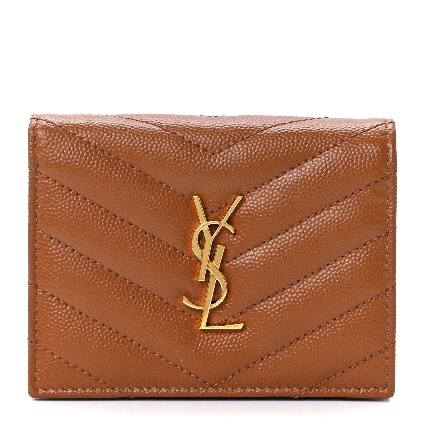 Grain De Poudre Matelasse Chevron Monogram Flap Card Case Dark Natural