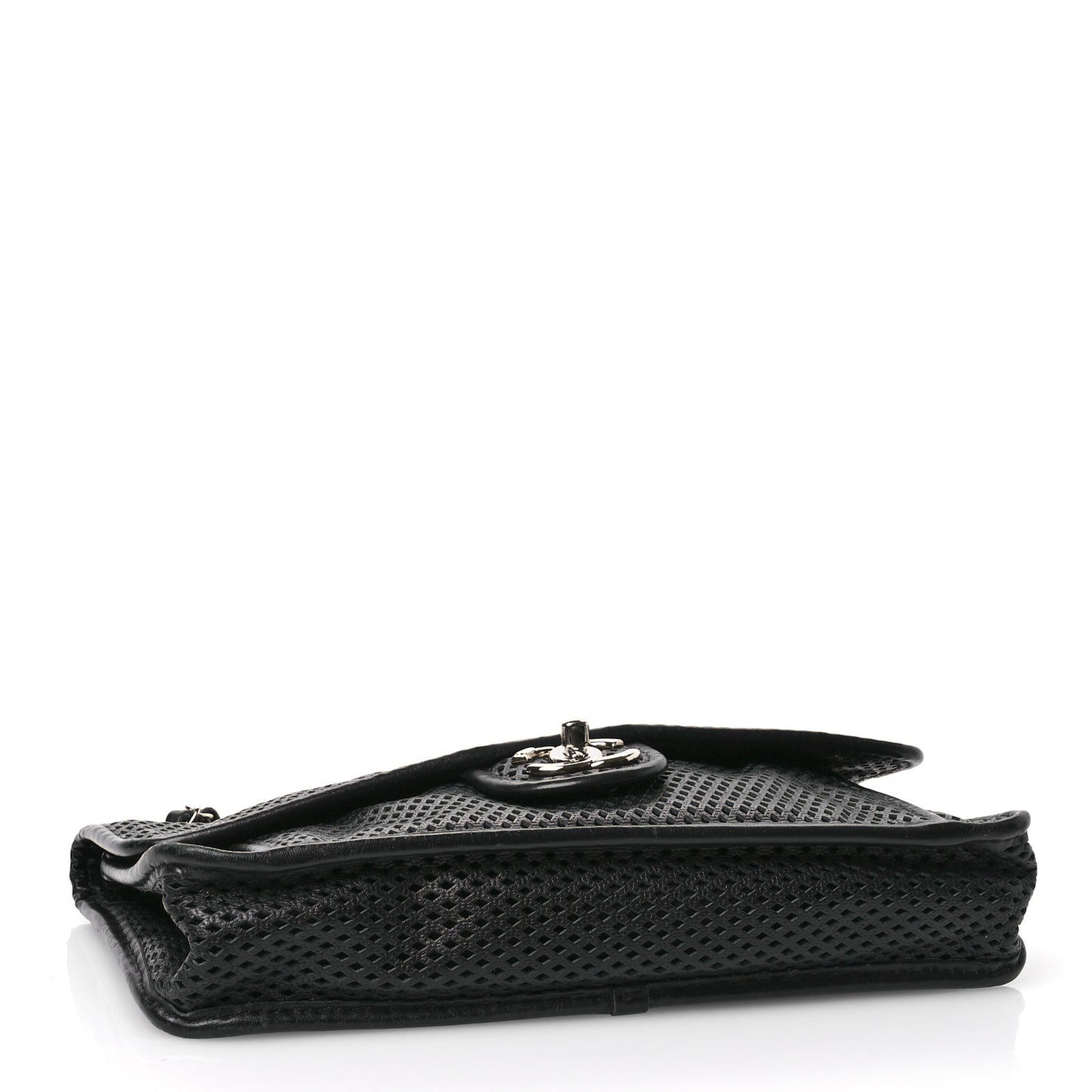 Perforated Calfskin Large Up In The Air Flap Black