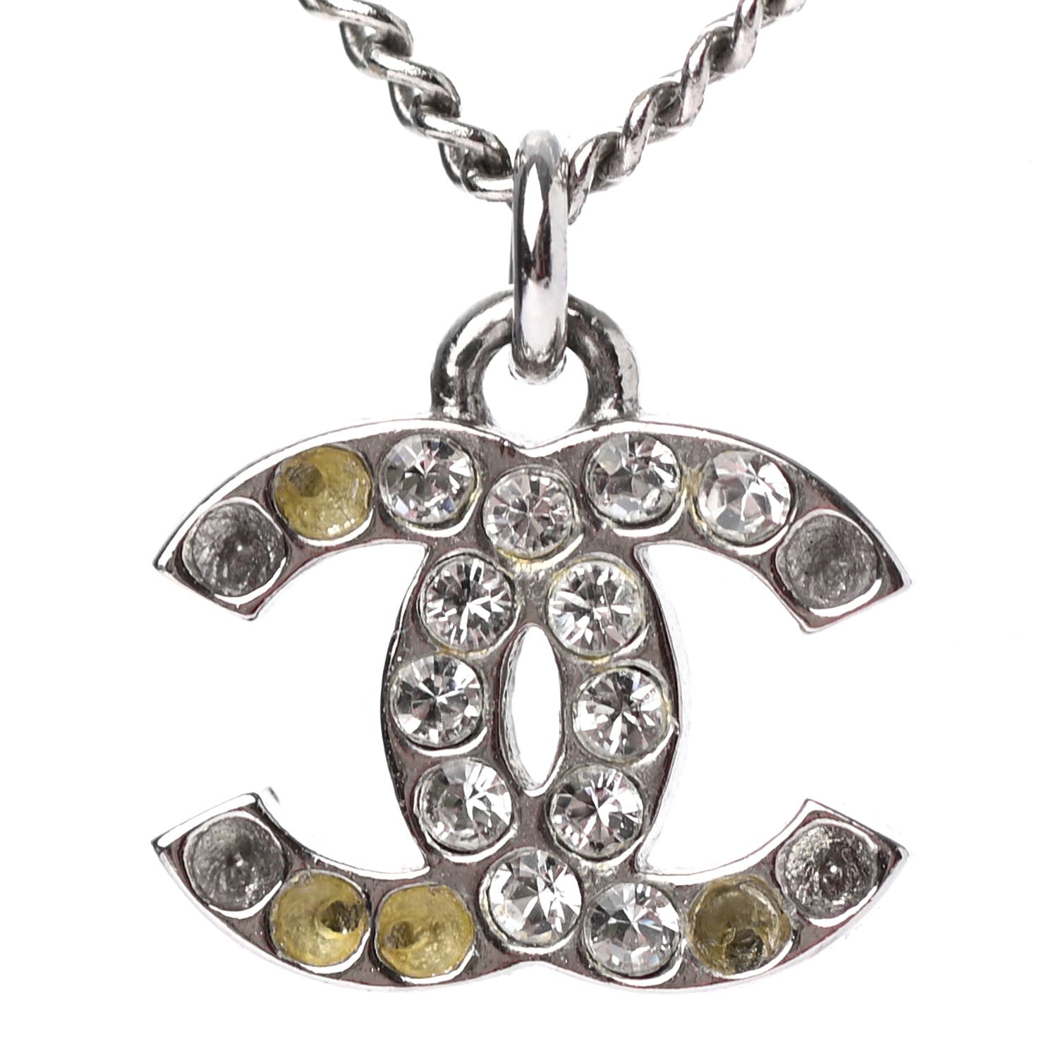 Chanel Crystal CC Necklace Silver 3 of 4