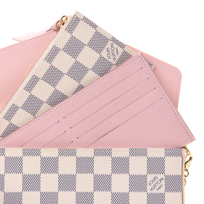 Louis Vuitton Damier Azur Pochette Felicie Chain Wallet Rose Ballerine 8 of 13