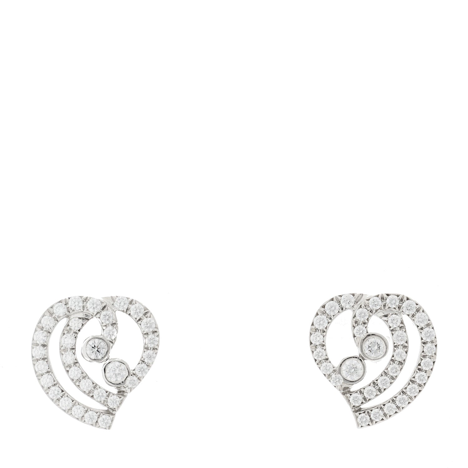 Tiffany Platinum Diamond Enchant Heart Earrings 1 of 4