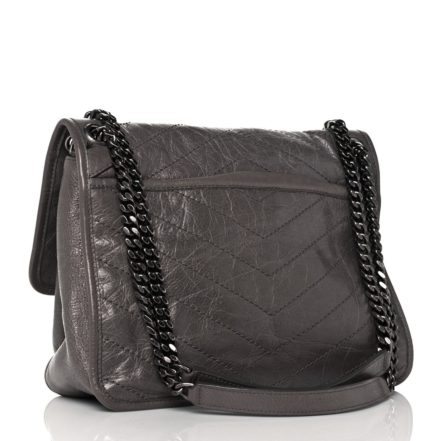 Crinkled Calfskin Matelasse Monogram Medium Niki Chain Satchel Dark Chocolate