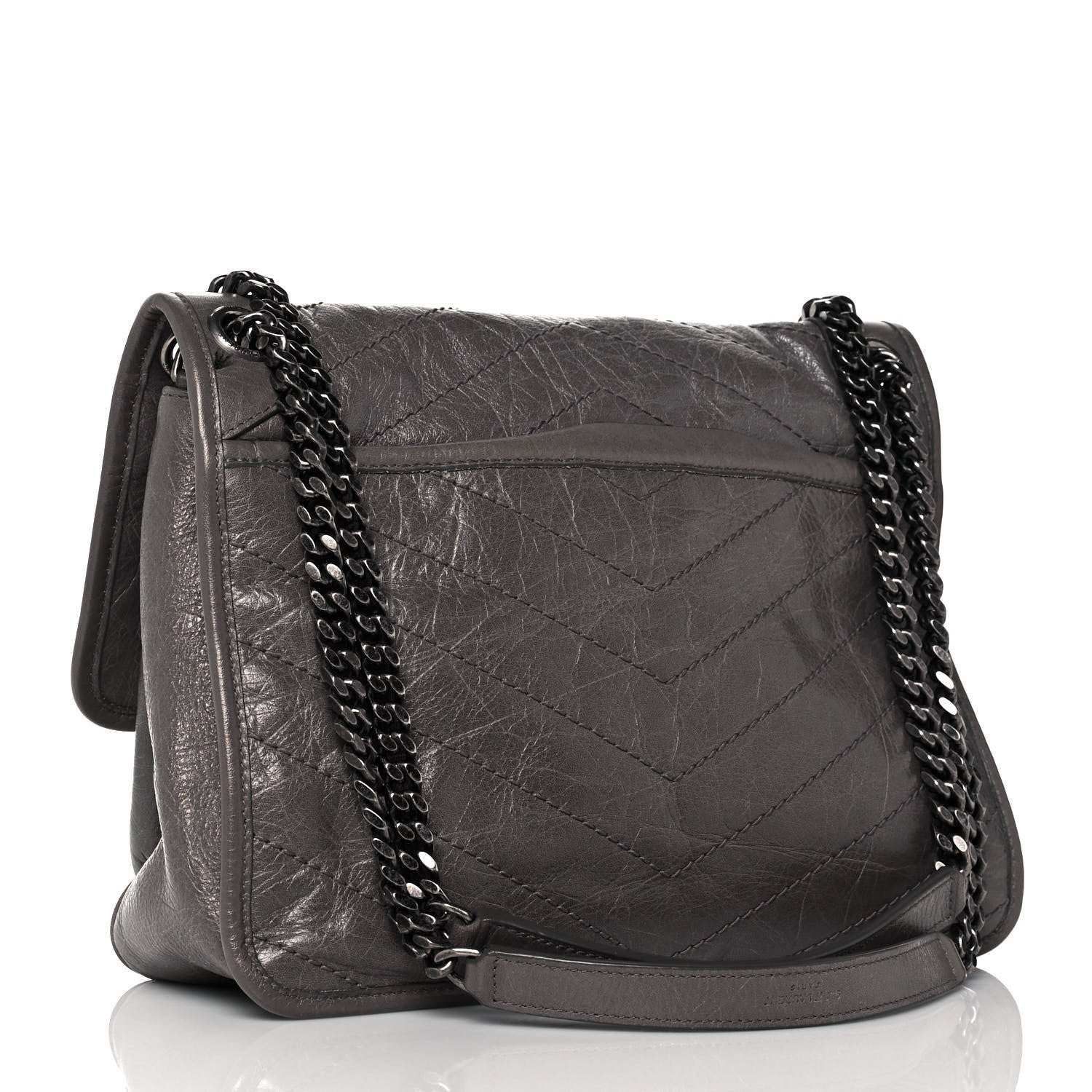 Saint Laurent Crinkled Calfskin Matelasse Monogram Medium Niki Chain Satchel Dark Chocolate 3 of 16