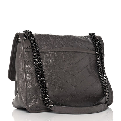 Saint Laurent Crinkled Calfskin Matelasse Monogram Medium Niki Chain Satchel Dark Chocolate 3 of 16