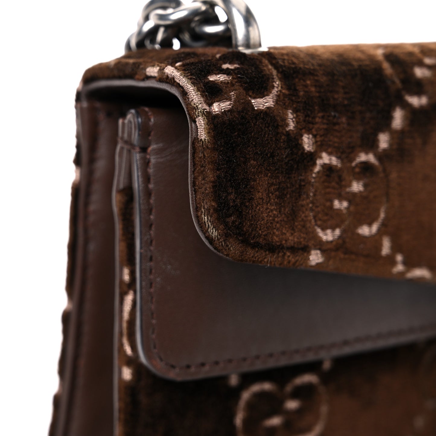 Velvet Moon Calfskin Crystal GG Monogram Small Dionysus Shoulder Bag Brown Vintage Cocoa Black Diamond