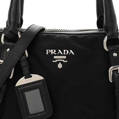 Prada Tessuto Nylon Calfskin Dome Satchel Black 7 of 11