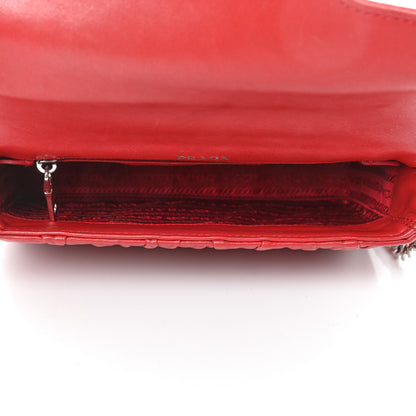 Prada Nappa Gaufre Small Chain Flap Shoulder Bag Fuoco 4 of 4