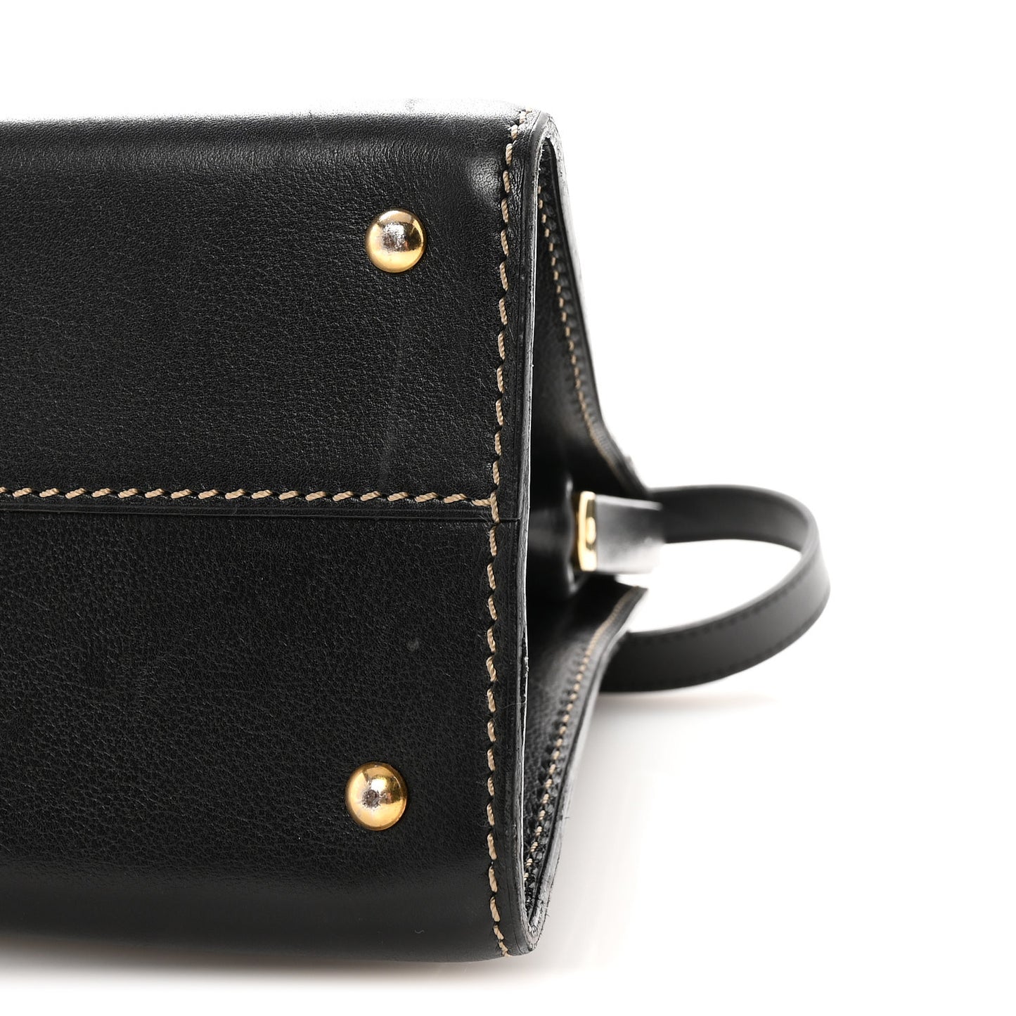 Calfskin Evasion Top Handle Frame Bag Black