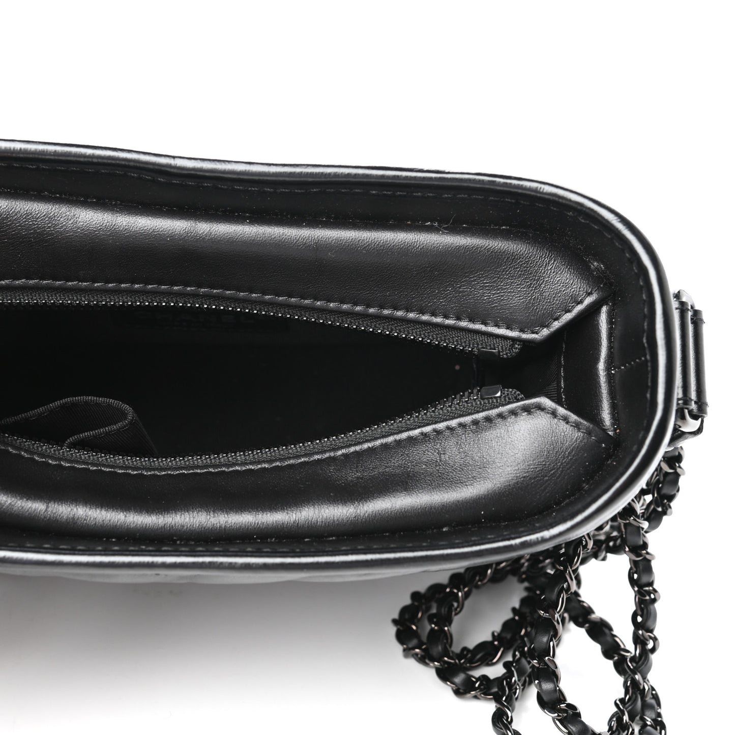 Aged Calfskin Chevron Quilted Small Gabrielle Hobo So Black