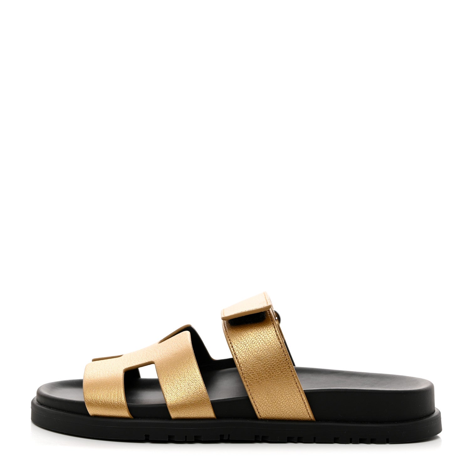 Hermes Metallic Goatskin Womens Chypre Sandals 36.5 Dore 1 of 9