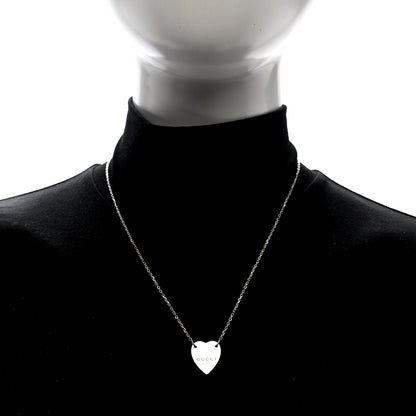 Gucci Sterling Silver Trademark Heart Pendant Necklace 2 of 6